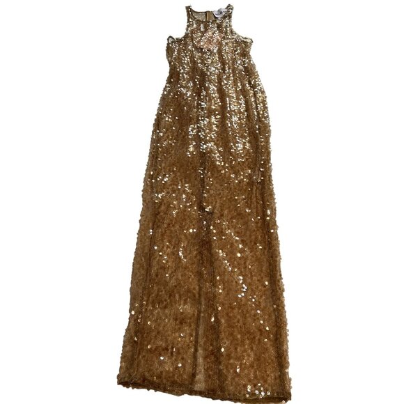 MISCREANTS Tanya Sequin Dress in Gold - Picture 1 of 5
